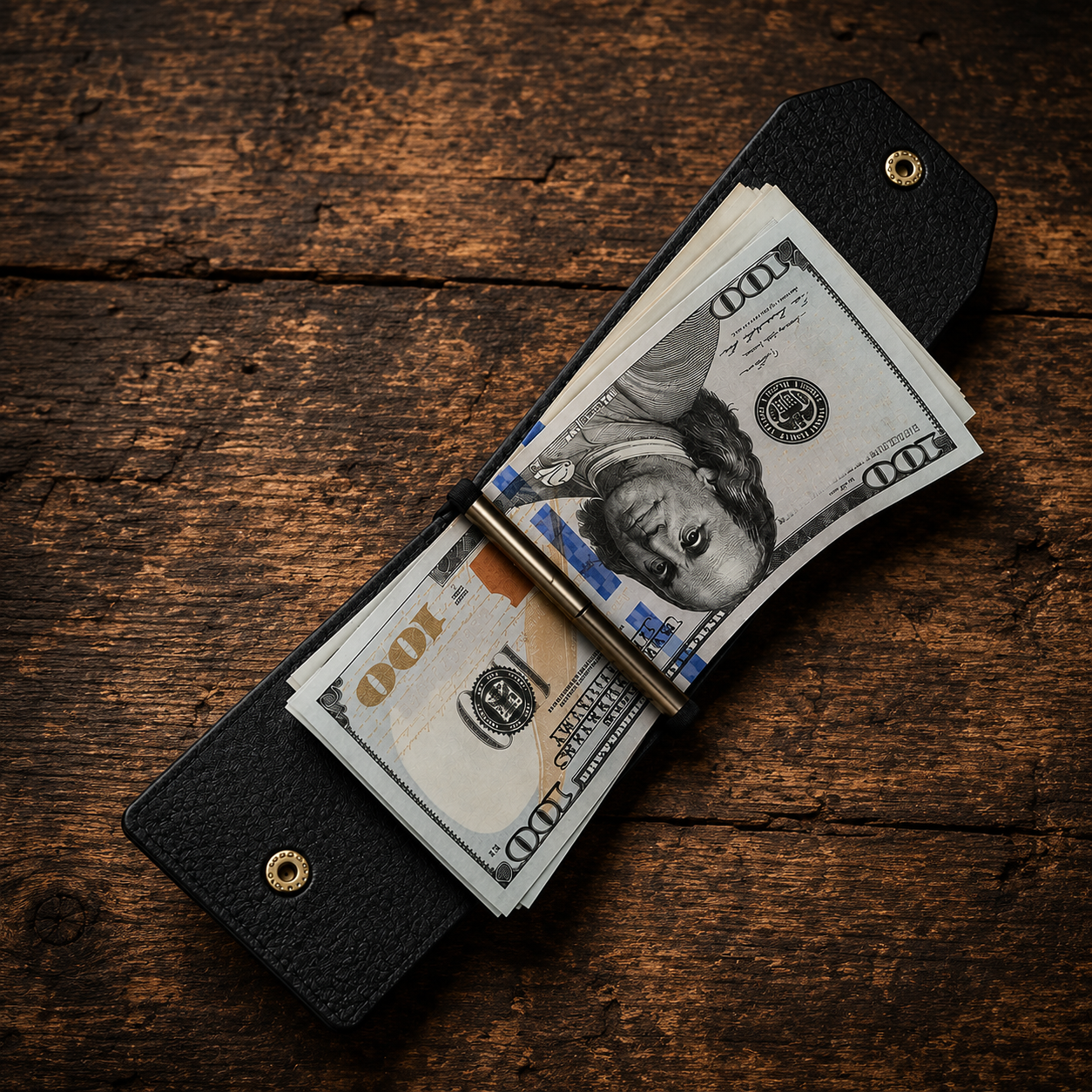 JP Leather™ Black Magnetic Cash Wrap Wallet