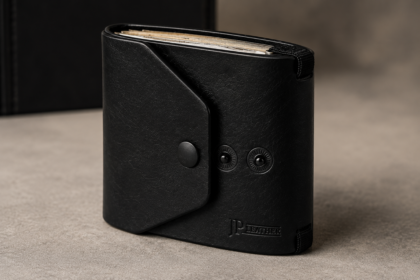 JP Leather™ Black Magnetic Cash Wrap Wallet