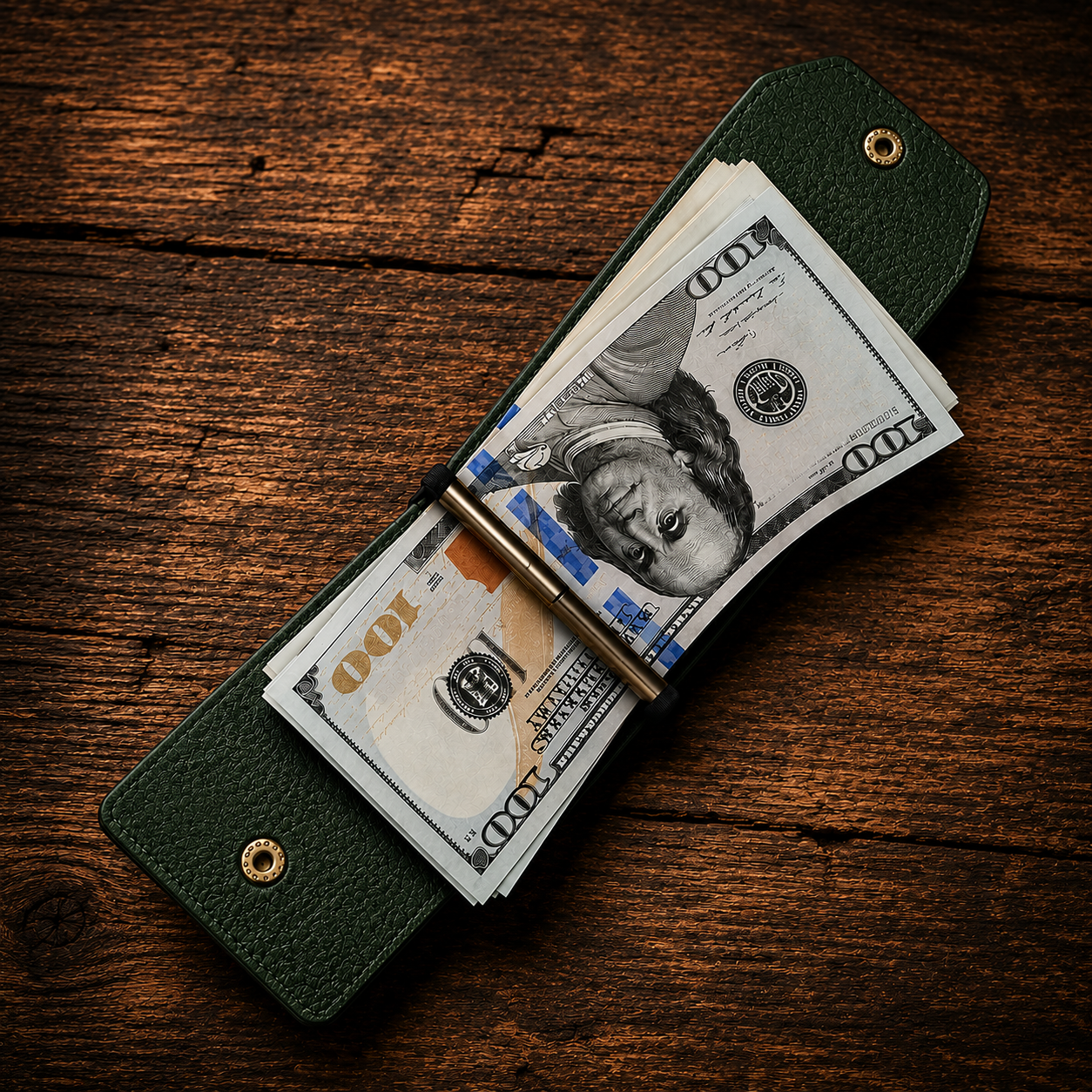 JP Leather™ Military Green Magnetic Cash Wrap Wallet