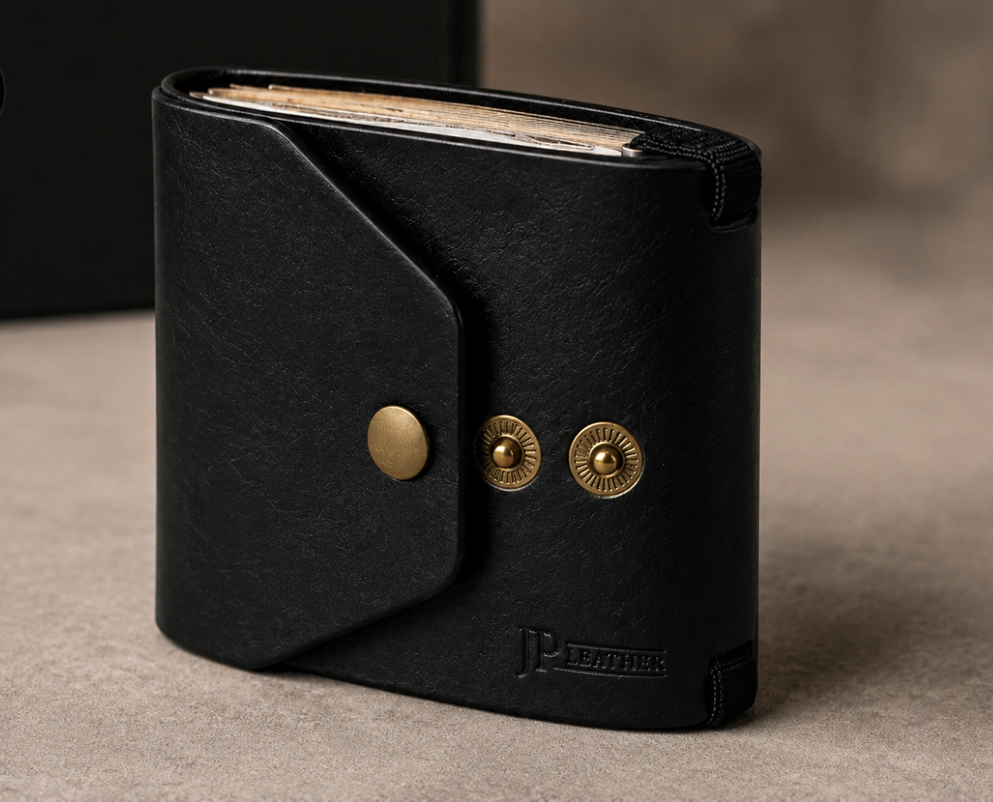 JP Leather™ Black Magnetic Cash Wrap Wallet